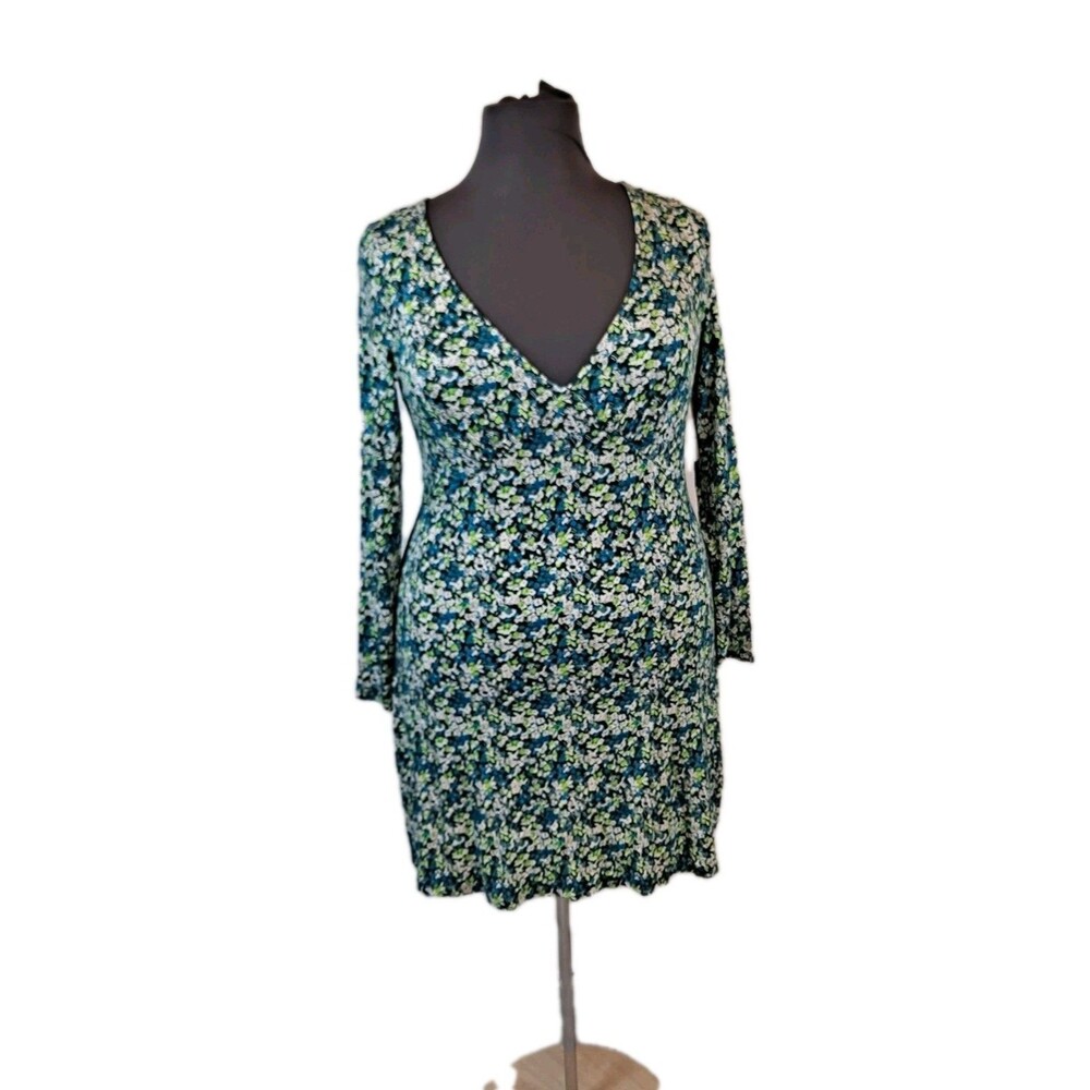 BP Nordstrom Women's Mini Dress Size XL Long Sleeve Print Knit Floral